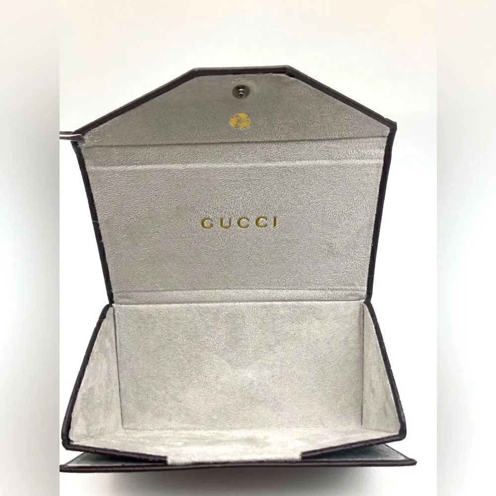 Gucci Monogram Brown Leather Sunglasses Case